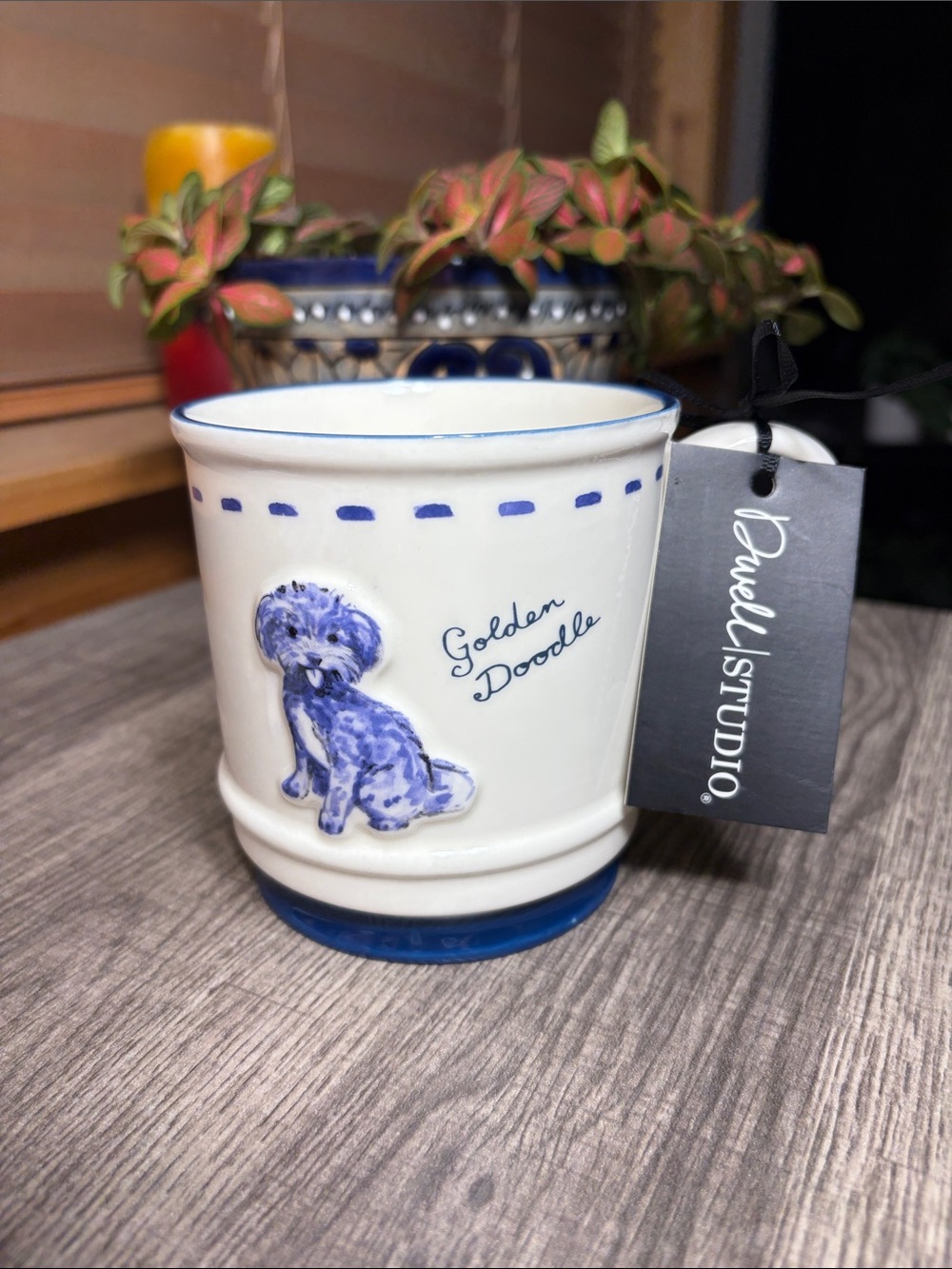 🍄 5 for $35 🍄 DwellStudio Blue & White Golden Doodle Ceramic Mug